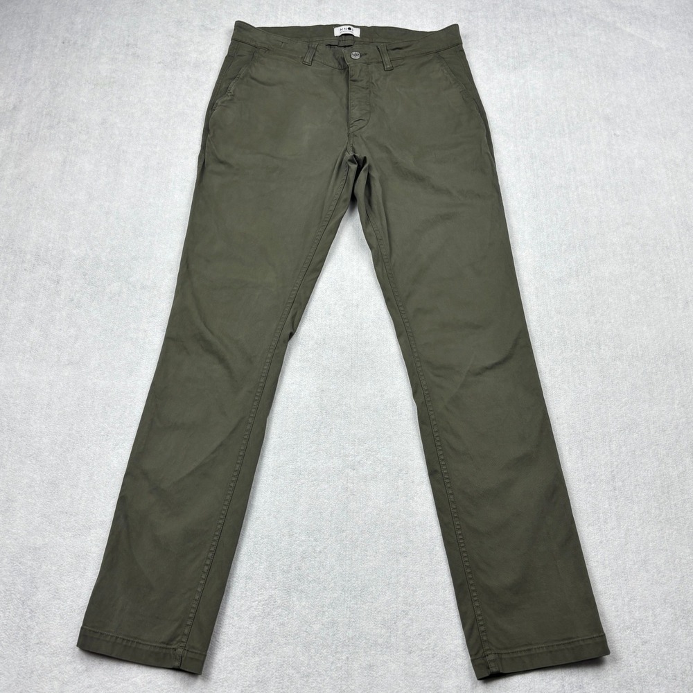 NN07 Pants Mens 31x32 Olive Green Marco 1400 Stretch Cotton Twill Chino Trousers